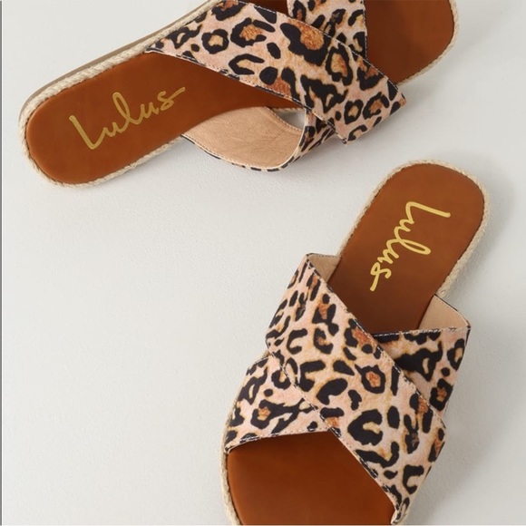 Lulu’s Koren Leopard Espadrille Slide On Sandals Size 8 - Picture 2 of 13